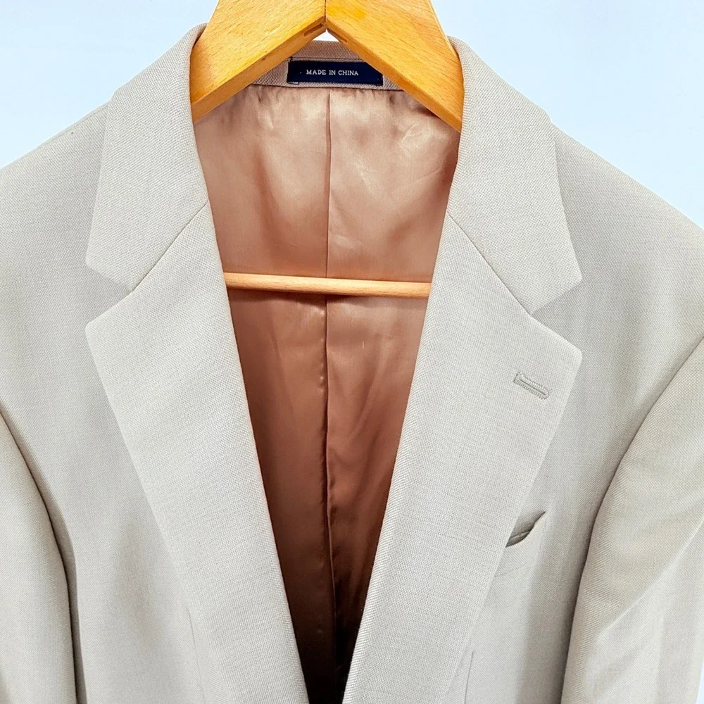 Ralph by Ralph‎ Lauren Tan Silk Wool Blazer Jacket 42L